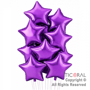 SET DE GLOBOS METALIZADOS ESTRELLA VIOLETA x 10 UNIDADES